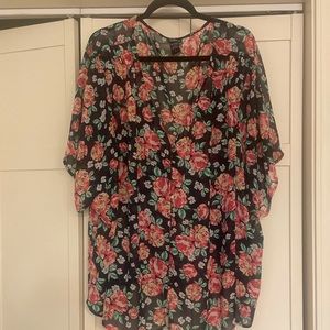 Torrid floral navy blouse